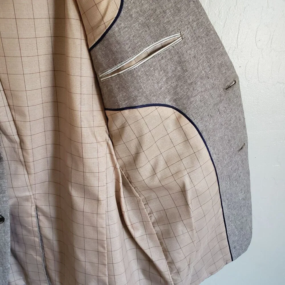 Stafford Linen Blend Classic Sport Coat Blazer Jacket Sand Men's 40 Reg Neutral